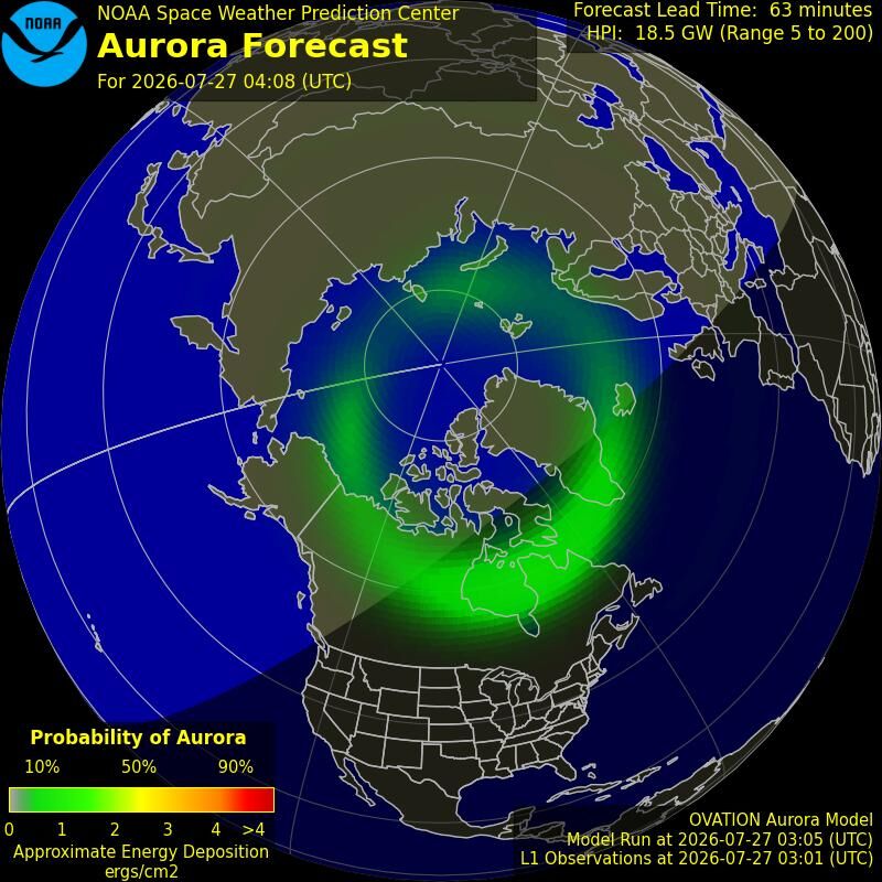 Aurora-Forecast Nordhalbkugel