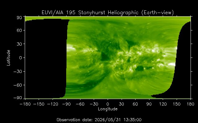 Heliographische Karte — Sonnenoberfläche flach