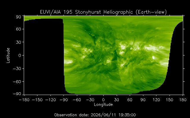 Heliographische Karte — Sonnenoberfläche flach