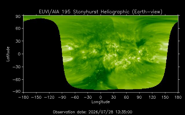 Heliographische Karte — Sonnenoberfläche flach