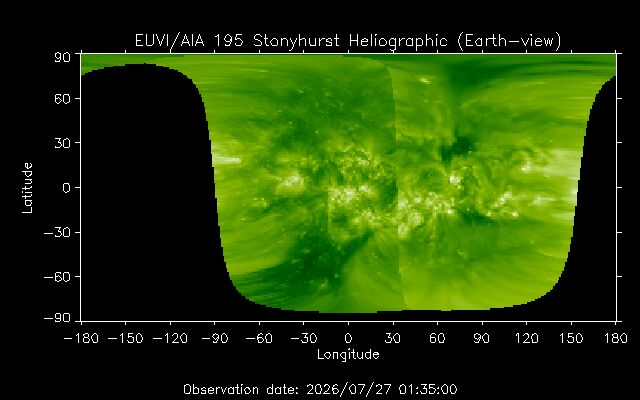 Heliographische Karte — Sonnenoberfläche flach