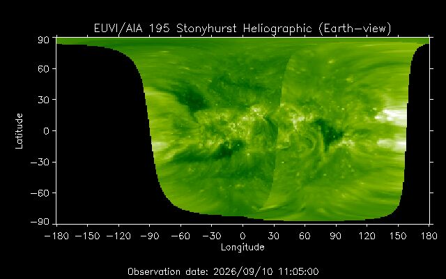 Heliographische Karte, Sonnenoberfläche flach