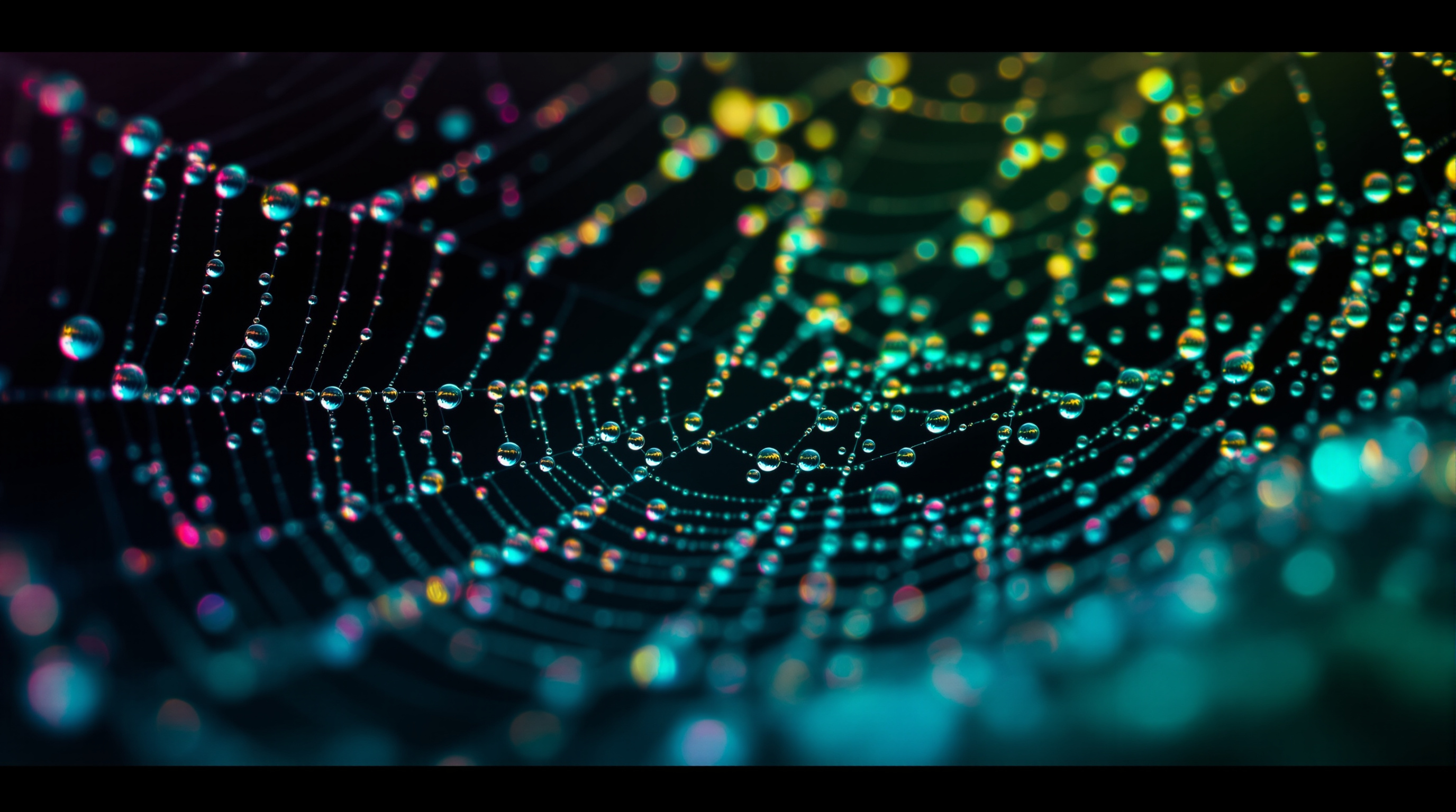 Titelbild zur Tagesmeldung vom 18. Oktober 2026: Morgentau auf einem Spinnennetz: jedes Tröpfchen für sich, und doch hält die Struktur das Gewicht des ganzen Netzes, ohne nachzugeben.