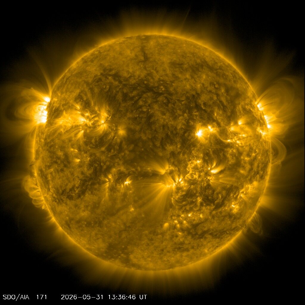 SDO HMI — Standbild: Sichtbares Licht + Magnetogramm — dunkle Sonnenflecken sind aktive Regionen.