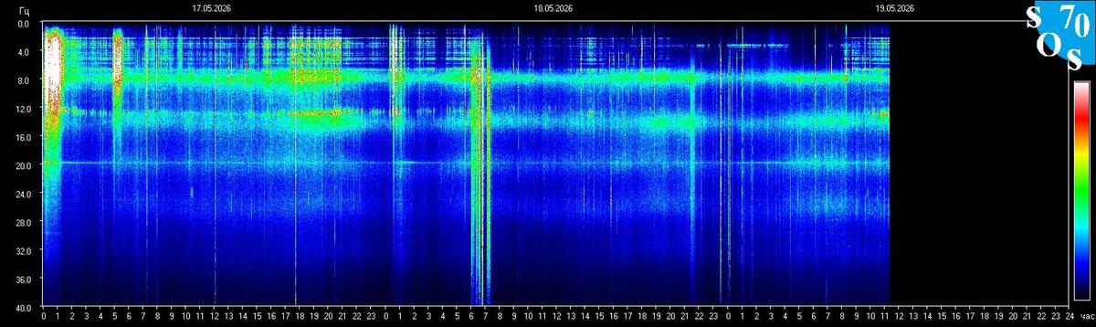 Live-Schumann-Resonanz-Spektrogramm — Tomsk State University, Sibirien