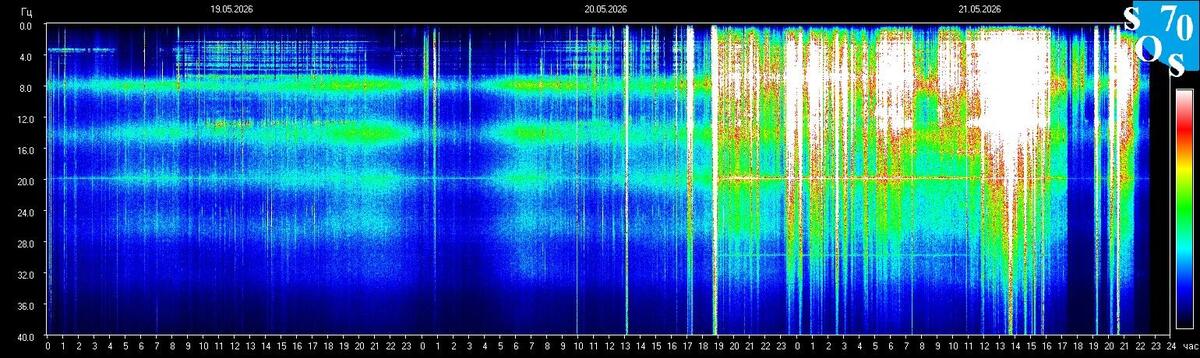 Live-Schumann-Resonanz-Spektrogramm — Tomsk State University, Sibirien