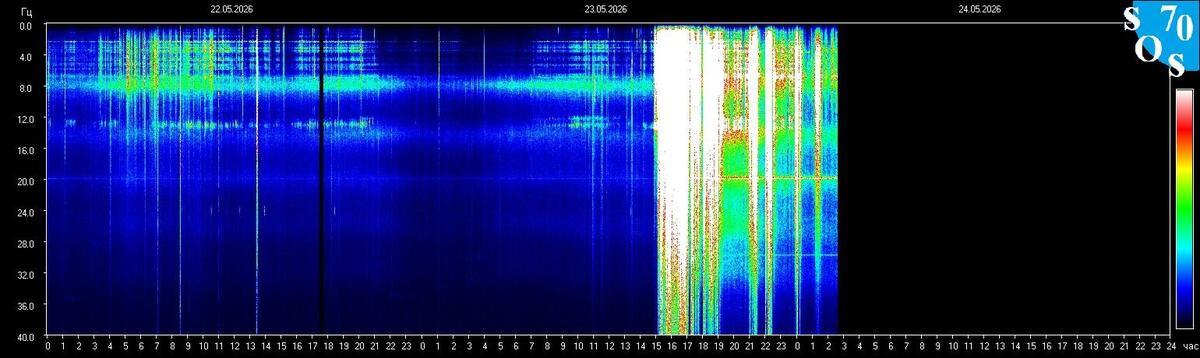 Live-Schumann-Resonanz-Spektrogramm — Tomsk State University, Sibirien